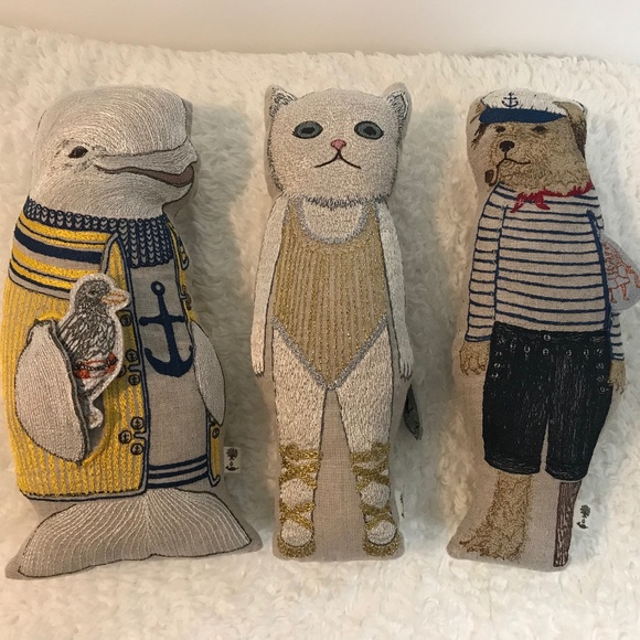 Set of 3 Coral & Tusk Pocket Dolls w/ Their Pocket Items.